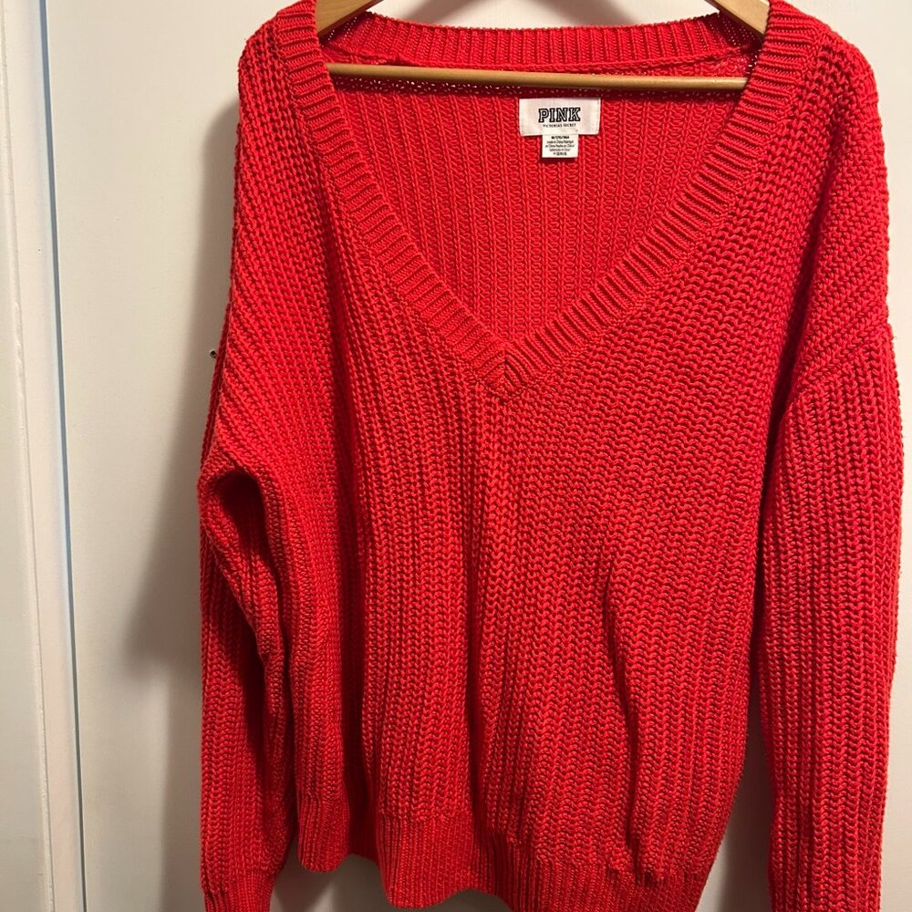 Victoria's Secret PINK Cable Knit V-neck Sweater